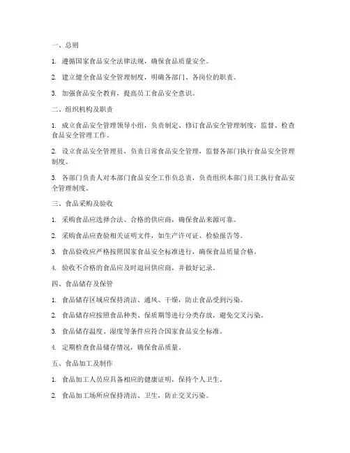 食品安全管理制度清单