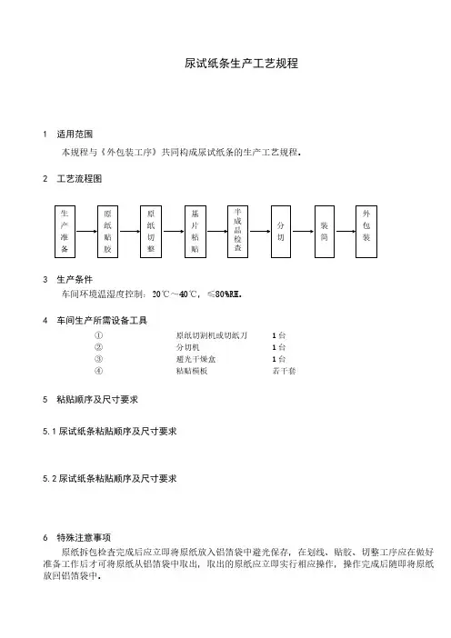 尿试纸条生产工艺规程