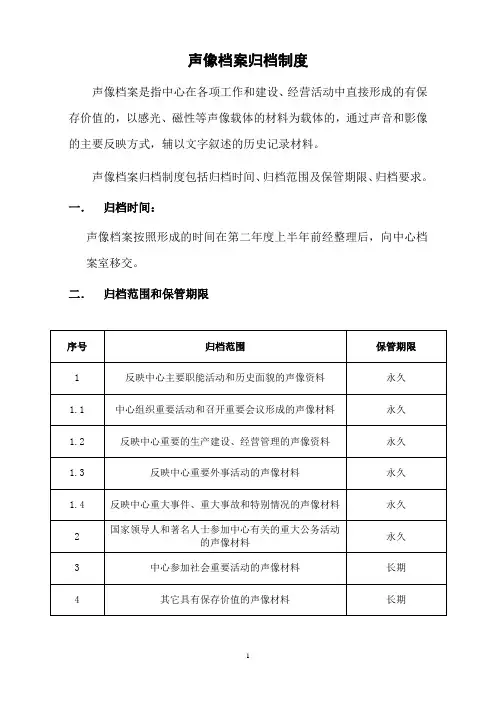 声像档案归档制度