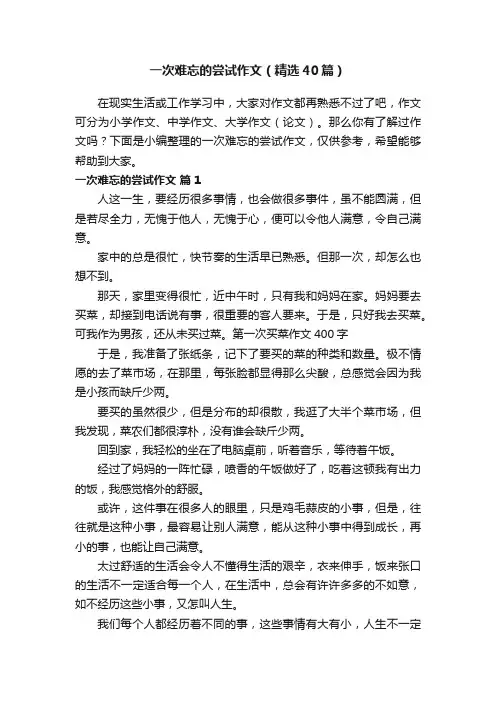一次难忘的尝试作文（精选40篇）
