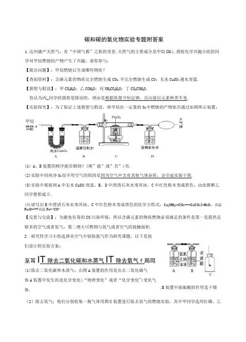 初三化学_碳和碳的氧化物的实验专题