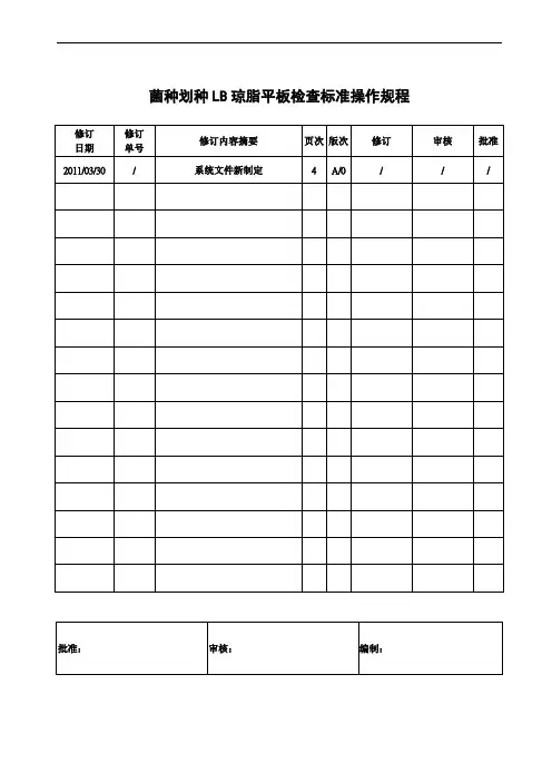 菌种划种LB琼脂平板检查标准操作规程