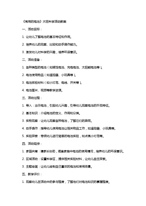 《有用的电池》大班科学活动教案