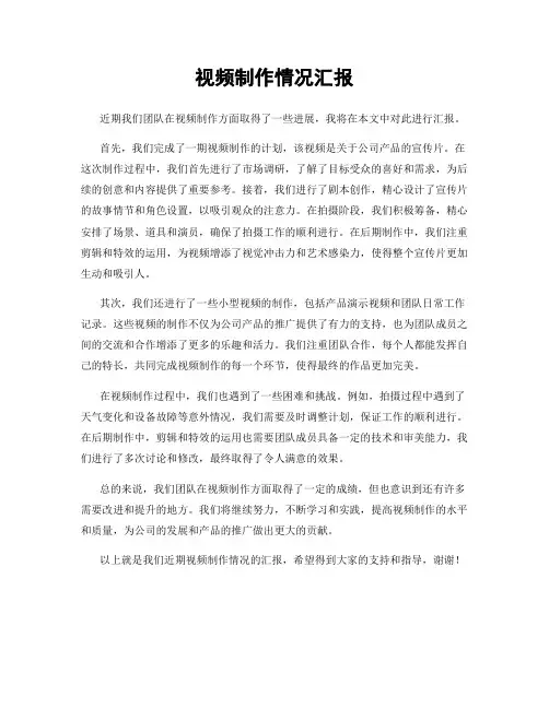 视频制作情况汇报