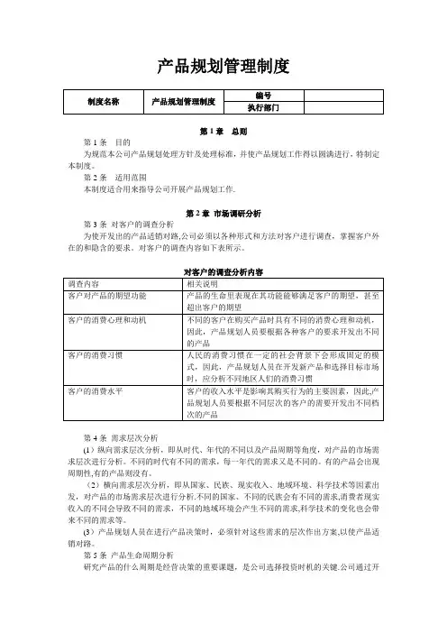 产品规划管理制度