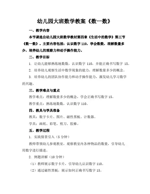 幼儿园大班数学教案《数一数》