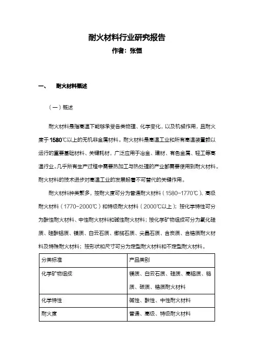 耐火材料行业研究报告