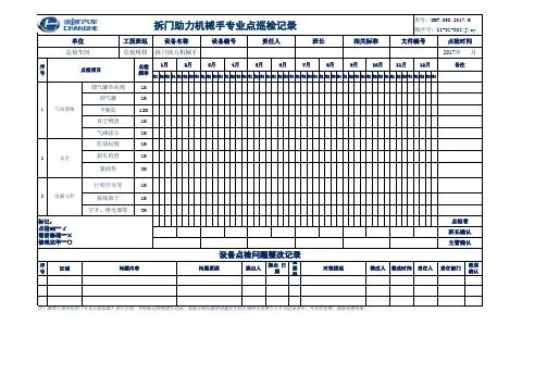 拆门助力机械手点检标准及记录表