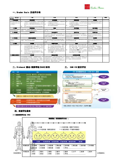 ICU评估量表参考版