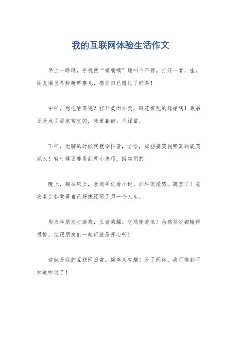 我的互联网体验生活作文