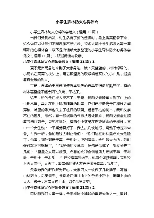 小学生森林防火心得体会