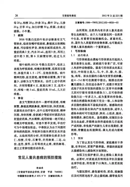 常见人畜共患病的预防措施