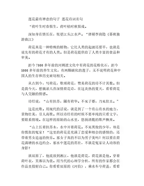 莲花最有禅意的句子 莲花诗词名句