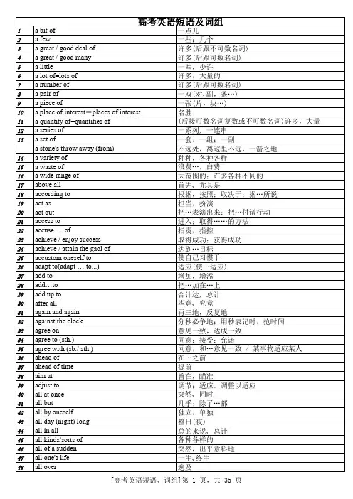 高考英语短语、词组