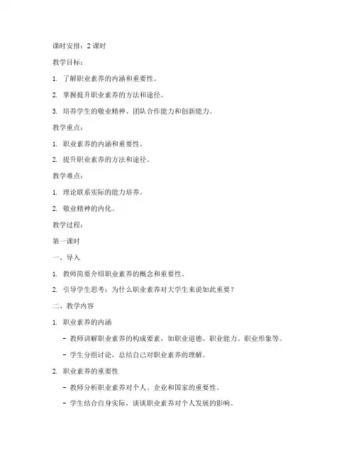 大学生提升职业素养教案