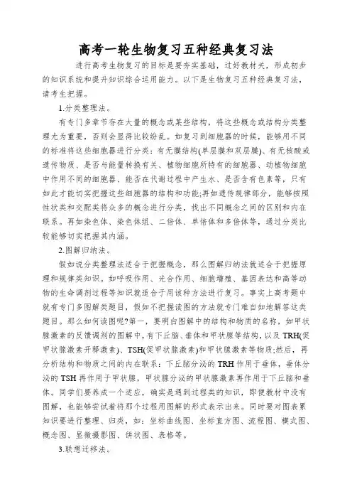 高考一轮生物复习五种经典复习法