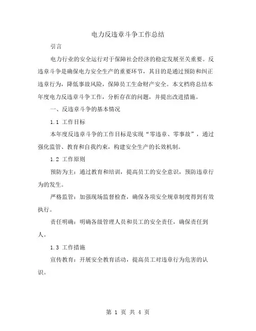 电力反违章斗争工作总结