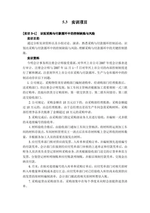 审计实训案例