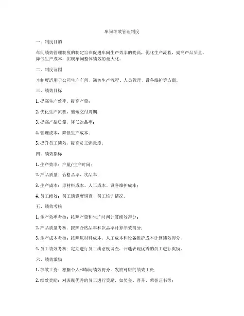 车间绩效管理制度