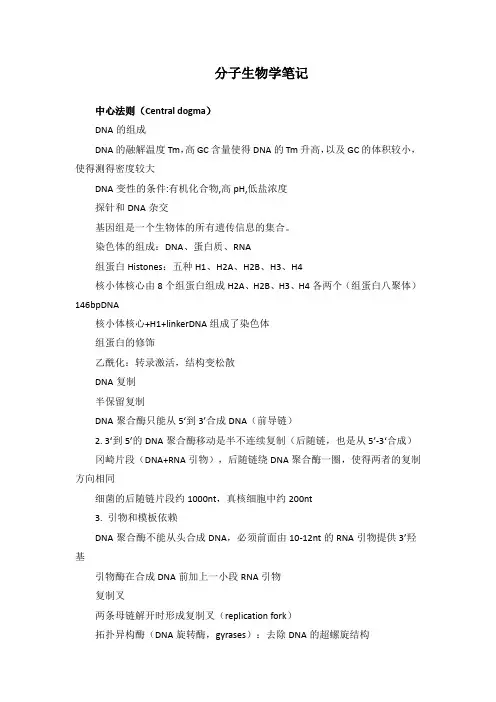 分子生物学笔记
