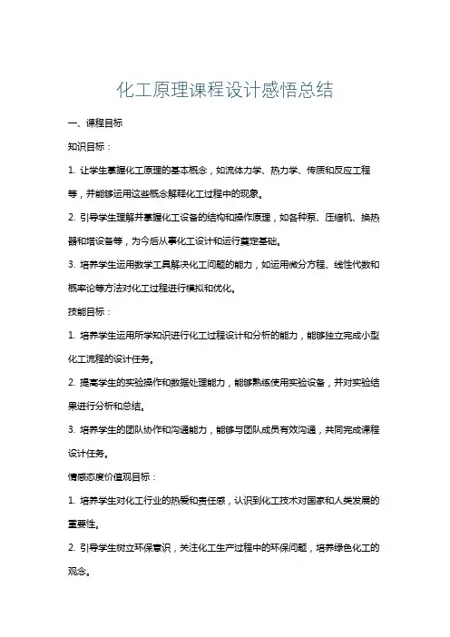 化工原理课程设计感悟总结