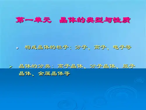 第一单元 晶体的类型与性质(共9张PPT)