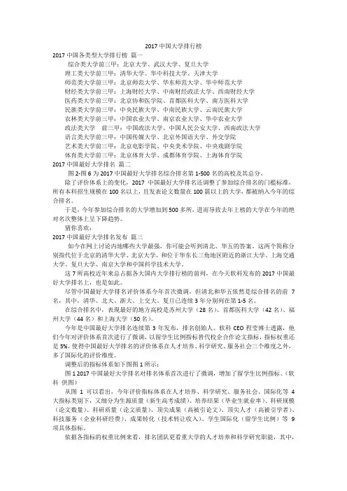 2017中国大学排行榜