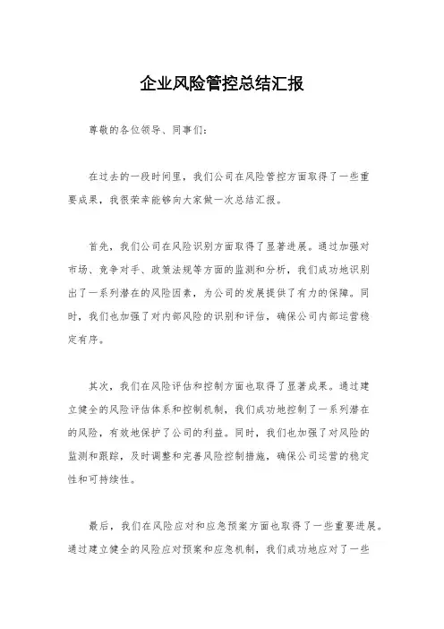 企业风险管控总结汇报