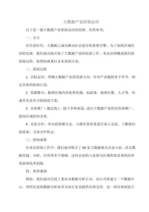 大数据产业招商总结