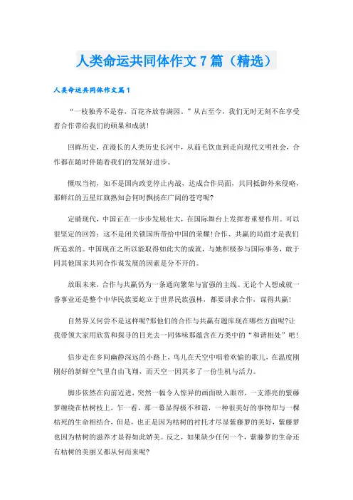 人类命运共同体作文7篇(精选)