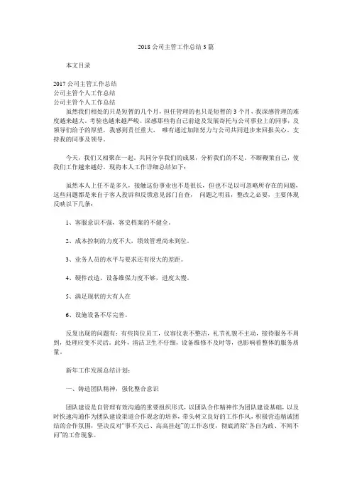 2018公司主管工作总结3篇.doc