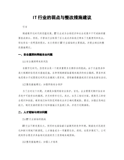 IT行业的弱点与整改措施建议