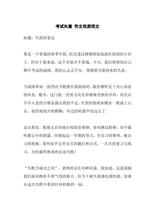 考试失意 作文优质范文