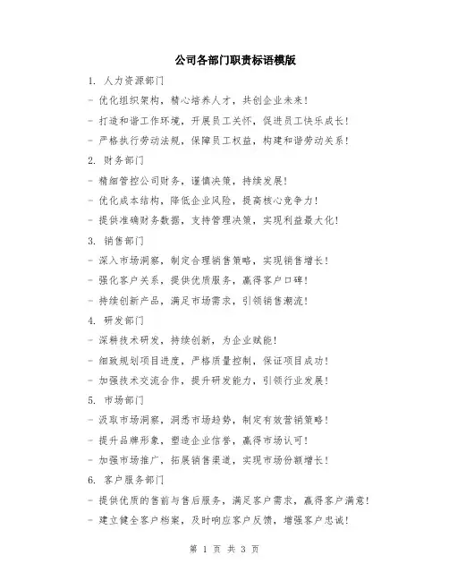 公司各部门职责标语模版