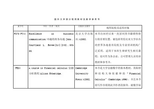 国外大学部分现用教材及教学参考书