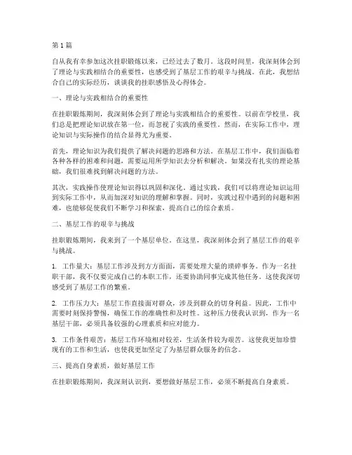 挂职感悟及心得体会(3篇)