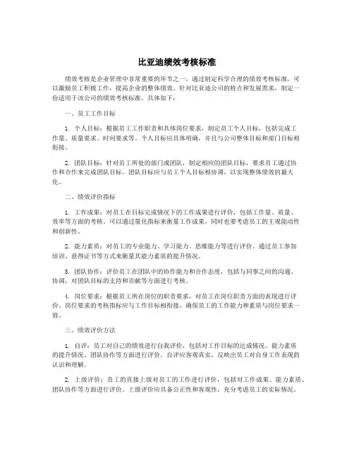 比亚迪绩效考核标准