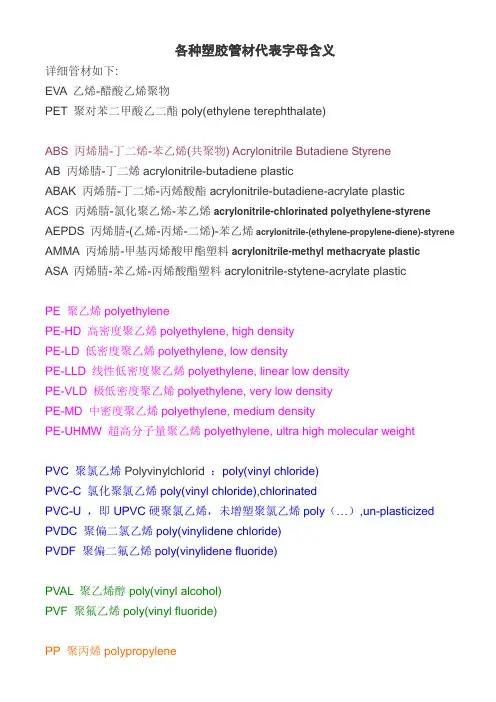 塑胶管材的字母含义大全
