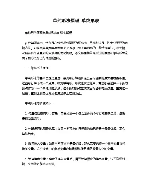  单纯形法原理 单纯形表