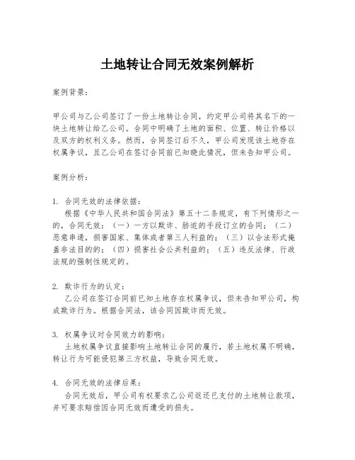 土地转让合同无效案例解析