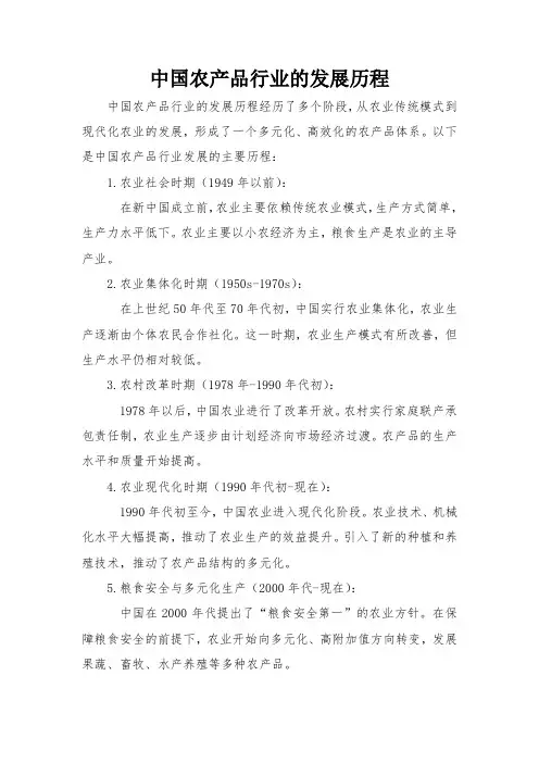 中国农产品行业的发展历程