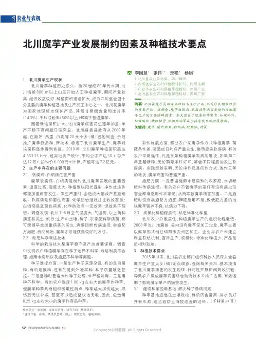 北川魔芋产业发展制约因素及种植技术要点