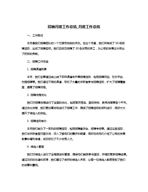 招聘月度工作总结_月度工作总结