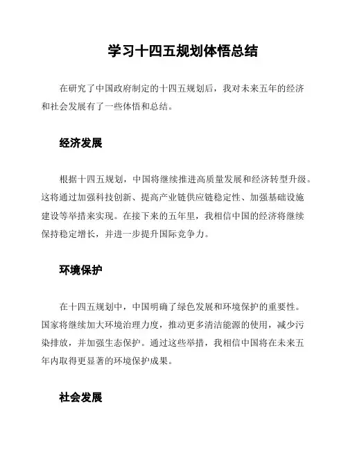 学习十四五规划体悟总结