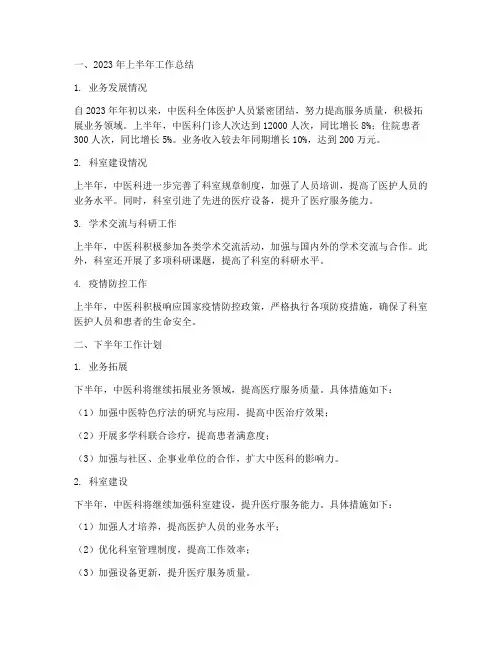 中医科年中总结及下半年工作计划