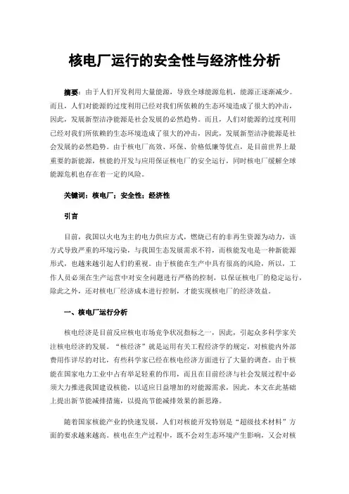 核电厂运行的安全性与经济性分析