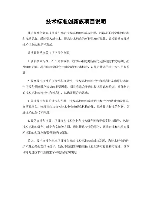 技术标准创新族项目说明