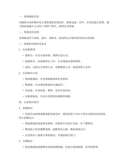 自动扶梯应急安全预案模板