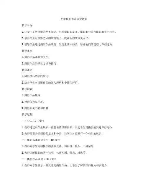 初中摄影作品欣赏教案