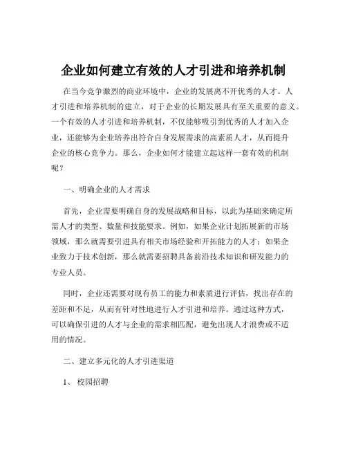 企业如何建立有效的人才引进和培养机制